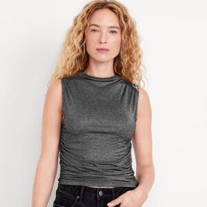 Old Navy- Ruched Shine Top- Grey shimmer- Size Small- NWOT